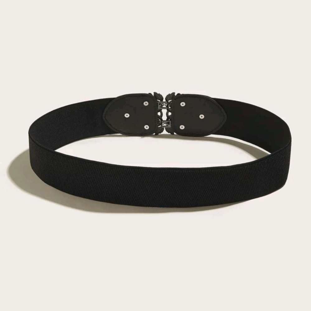 Plus Black Vintage floral buckle corset boho elastic wide steampunk waist belt - Picture 4 of 6